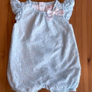 Cat & Jack Baby Blue Girls Lace Overlay Summer Bubble Romper 6-9M